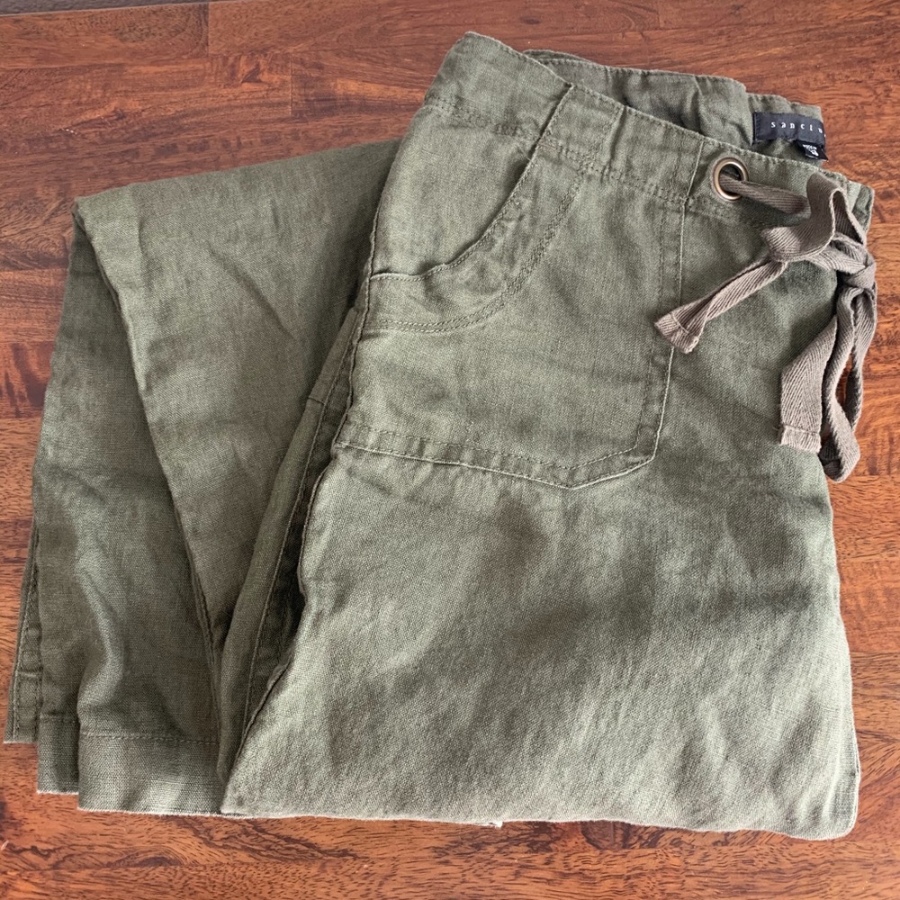 Sanctuary Anthropologie green linen pants size 28